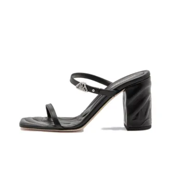 Alexander McQueen Seal Strap Mules 'Black Silver' Women's