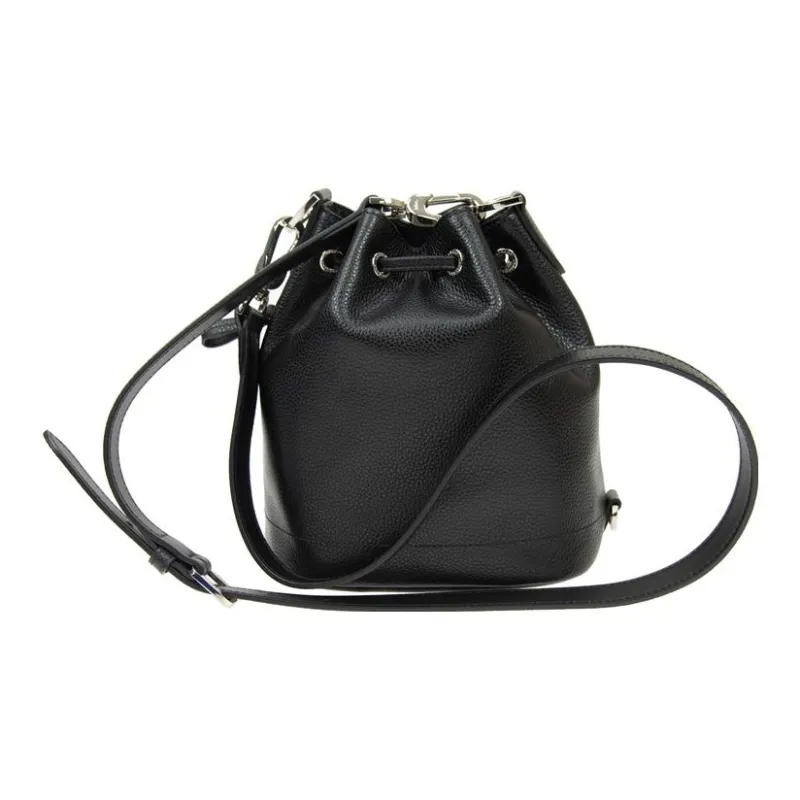 LONGCHAMP Le Foulonné Calfskin Bucket Bags Shoulder Bag Crossbody Bag Small Size Women's Black-3