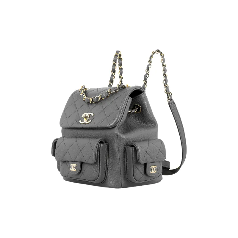 CHANEL Grain Cow Leather Backpack Tubas Women's Dark Gray-1
