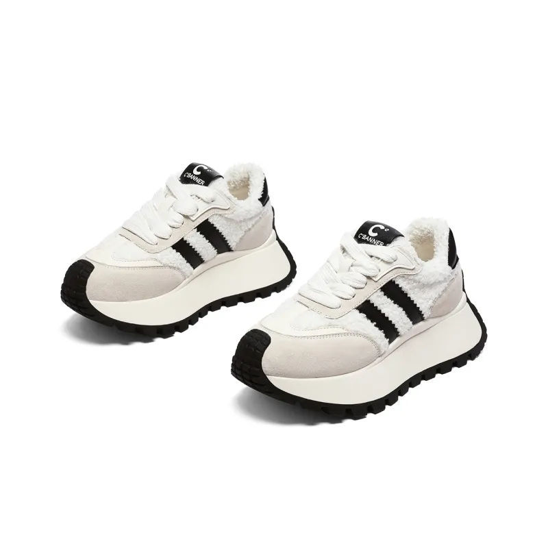 C°BANNER Height Increasing Warmth Low Top Casual Shoes Women's White-2