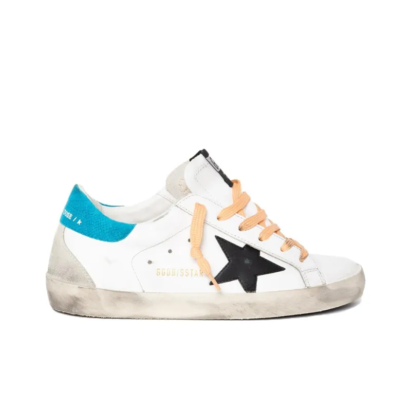 Golden Goose Super Star Low Top Stylish Skateboarding Shoes Women's White Blue-1