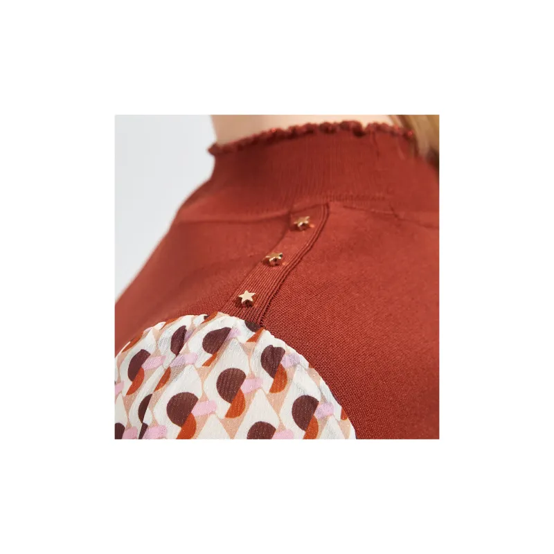 JZ. ANNAKRO Knitwear Women's Pattern Red Coffee-1