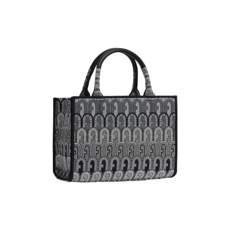 Furla Opportunity Fabric Tote Bag Shopping Bag Shoulder Bag Crossbody Bag Handbag Mini Women's Gray Tone-1