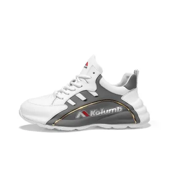 KOLUMB Cushioning, Wear Resistant Low Top Outdoor Shoes Men's White Gray