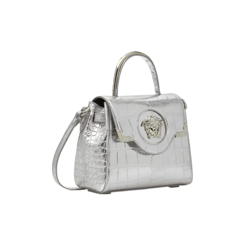 VERSACE La Medusa Cow Leather Shoulder Bag, Crossbody Bag, Handbag Trumpets Women's Silver-1