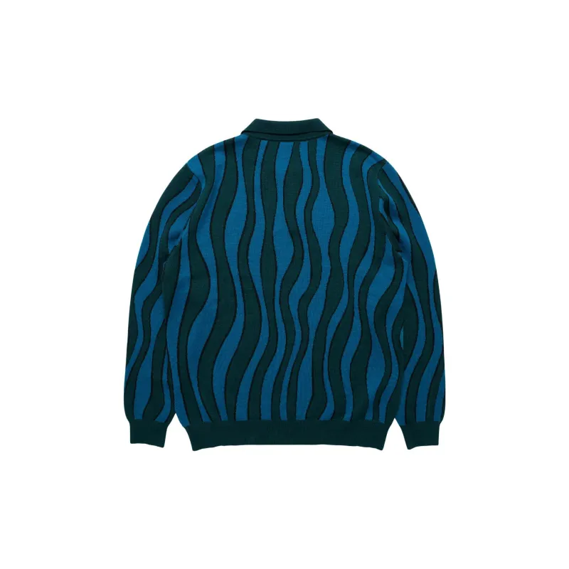 Parra Aqua Weed Waves Knitted Polo Shirt-1