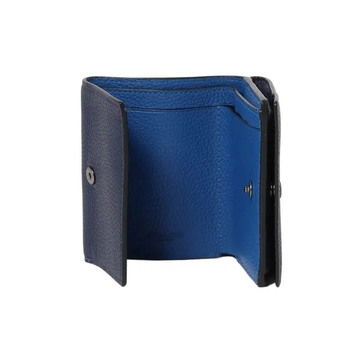 COACH Polished Pebble Leather Wallet Unisex Blue-6