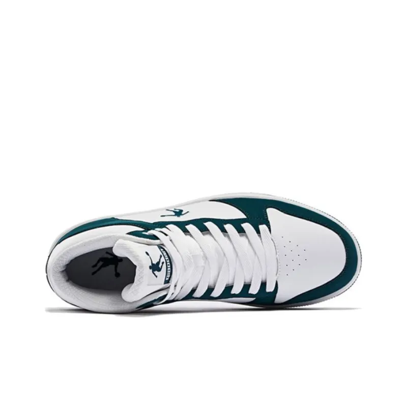 QIAODAN Skateboard Shoes Men High Top Jordan White/Abyss Green-2
