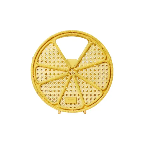Kate Spade Wicker Leather Trim Shoulder Bag, Crossbody Bag, Handbag Women's Dandelion Yellow Multicolor
