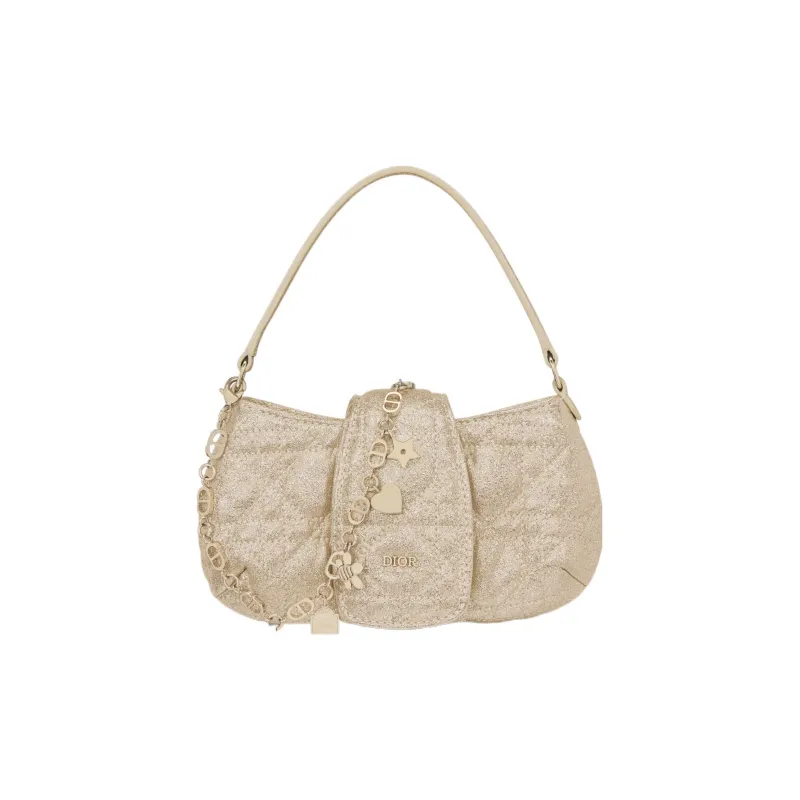 DIOR Sheepskin Portable Crossbody Bag Shoulder Bag Kids' Light Gold-0