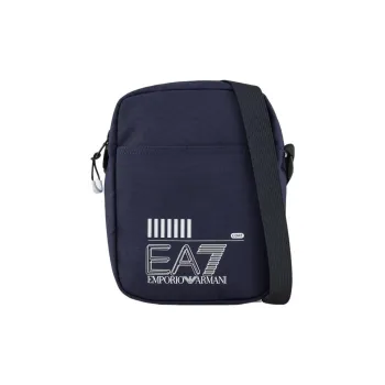 EMPORIO ARMANI Fabric Camera Bag, Shoulder Bag, Crossbody Bag Men's Signature Marine Blue & White