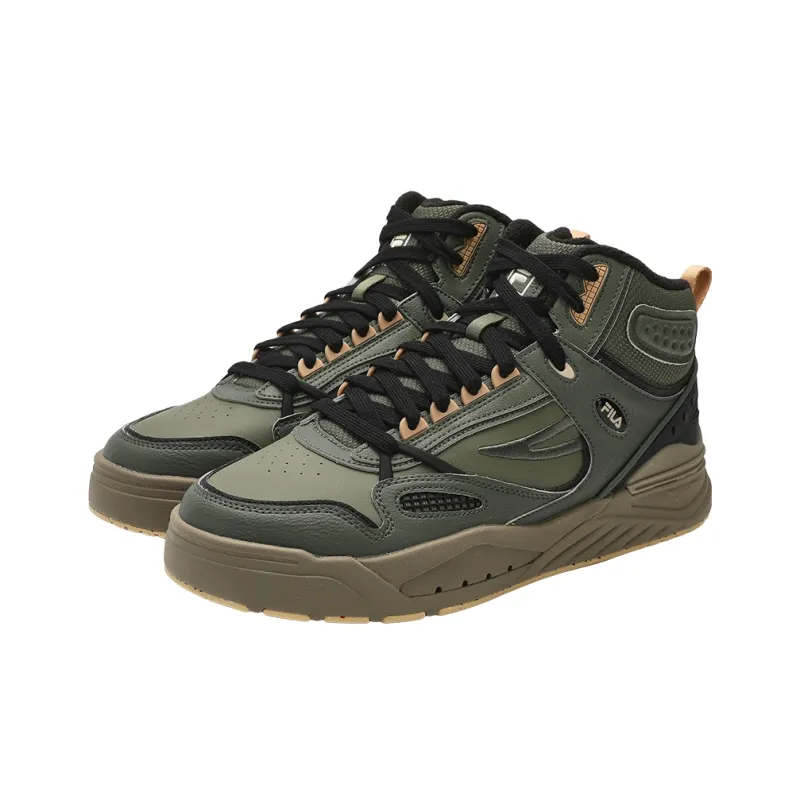 FILA Slip-Resistant High-Top Skateboard Shoes Men's Green-1