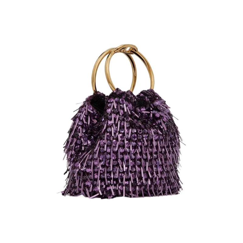Valentino Embroidery Bucket Bags Handbags Small Size Women's Amethyst-1