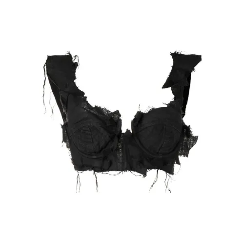 NATASHA ZINKO Frayed-detail Bustier Top