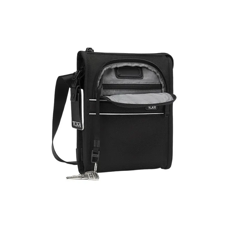 TUMI Nylon Messenger Bag Shoulder Bag Crossbody Bag Small Size Men's Black & White-3