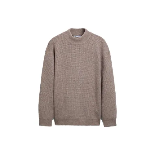 ZARA Knitwear Men Earth Gray Pink