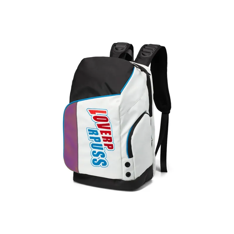 LOVERPUSS Polyester Backpack Unisex White Black/White Blue/Cool Black-8