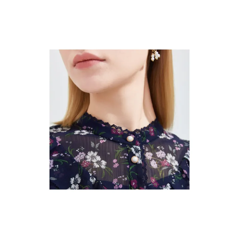 JZ. ANNAKRO Shirts Women's Floral Dark Blue-2