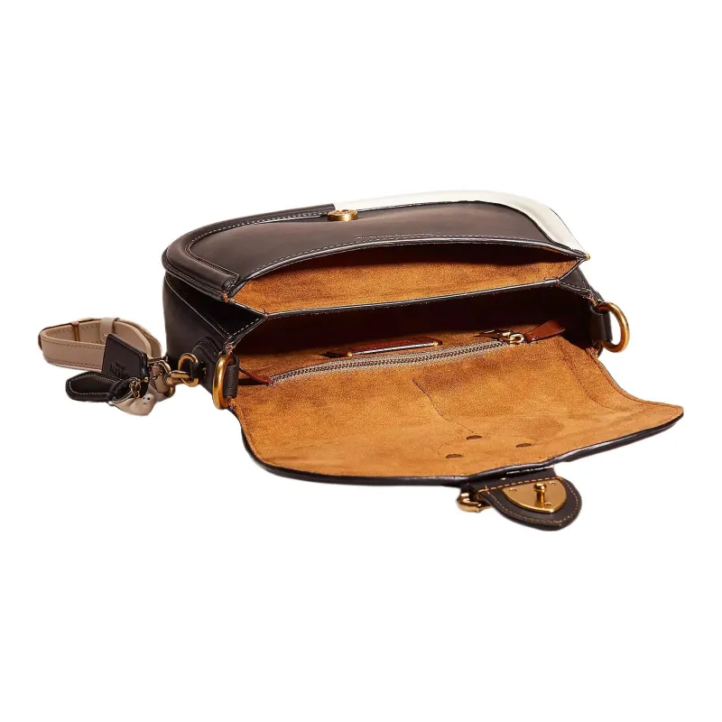 COACH Beat Glove Tanning Saddle Bag Crossbody Bag Shoulder Bag Women's Brass & Black-2