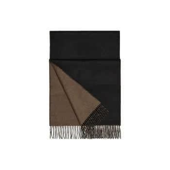 HERMES Knit Scarves Unisex Black/Elephant Gray