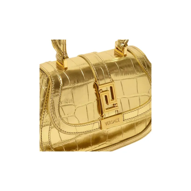 VERSACE Greca Goddess Cow Leather Patchwork With Sheepskin Shoulder Bag Crossbody Bag Handbag Mini Women's Gold-3