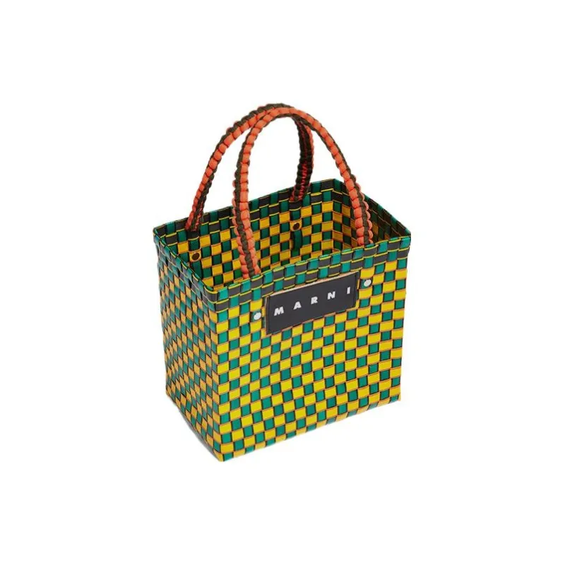 MARNI Basket Series Plastic Basket Bag, Tote Bag, Shopping Bag, Handbag Trumpets Women's Yellow Green-3