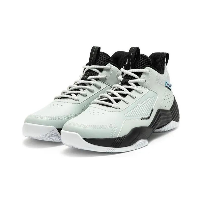 361° Cushioning Wear Resistant Mid Top Basketball Shoes Men's Gray Black-2