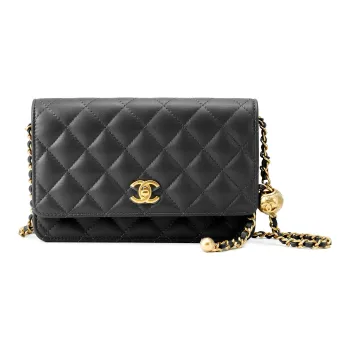 CHANEL Pearl Crush Adjustable Strap Woc Black AP1450