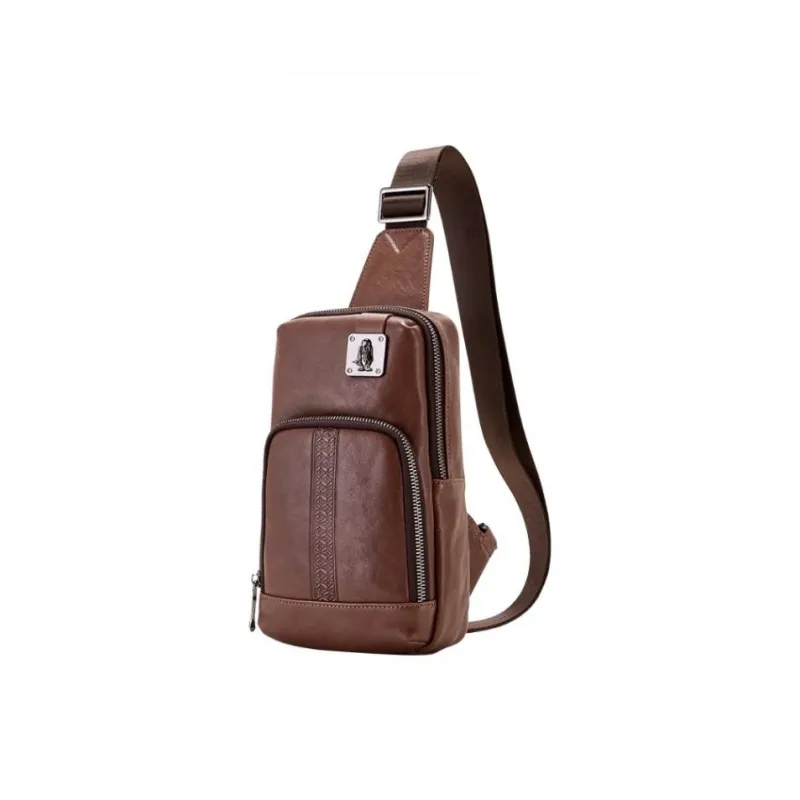Hush Puppies Cow Leather Crossbody Bag, Backpack, Travel Sling Bag Small Size Men's Coffee-1