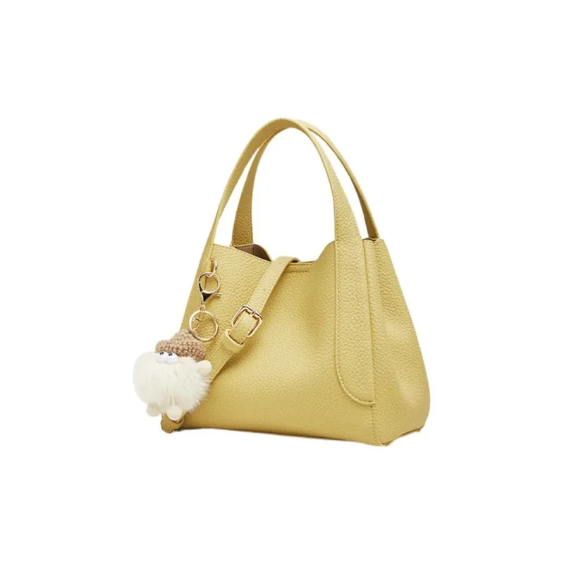 BASTO PU Leather Handheld Shoulder Bag Crossbody Bag Small Size Women's Dark Brown/Yellow/Green/Ecru-6