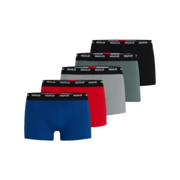 HUGO BOSS FW23 Five-Pack Of Stretch-Cotton Trunks With Logo Waistbands Underpants Men's 5 Pack