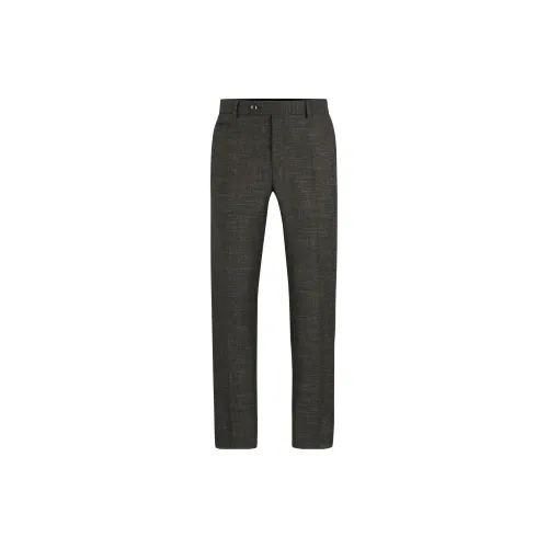 HUGO BOSS FW23 Slim-Fit Trousers In A Patterned Wool Blend Casual Pants Men's Brown