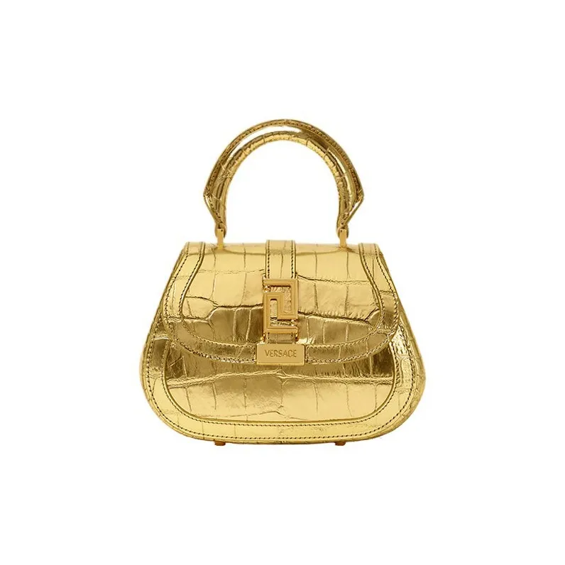 VERSACE Greca Goddess Cow Leather Patchwork With Sheepskin Shoulder Bag Crossbody Bag Handbag Mini Women's Gold-0