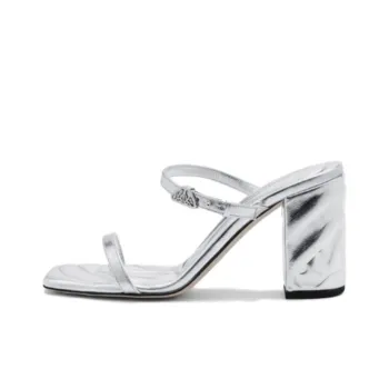 Alexander McQueen Metallic Leather Sandals 'Silver' Women's