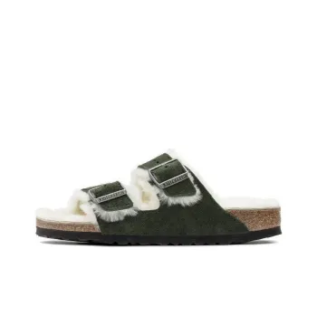 Birkenstock Arizona Shearling Sandal Suede Leather Narrow Fit 'Green' Women's
