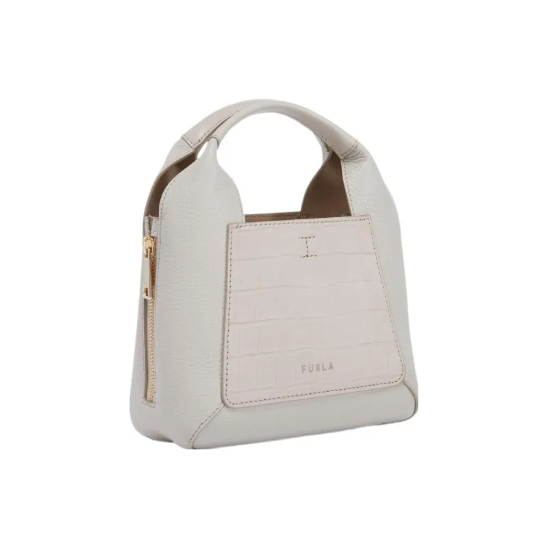 Furla Gilda Grain Calfskin Tote Bag, Shopping Bag, Shoulder Bag, Crossbody Bag, Handbag Mini Women's Pearl-1