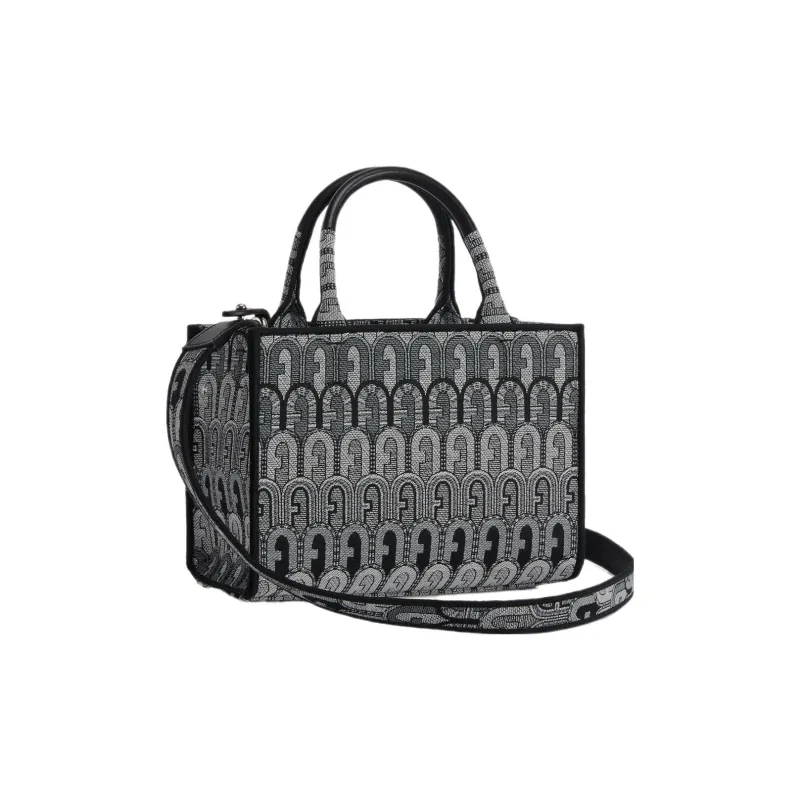 Furla Opportunity Fabric Tote Bag Shopping Bag Shoulder Bag Crossbody Bag Handbag Mini Women's Gray Tone-2