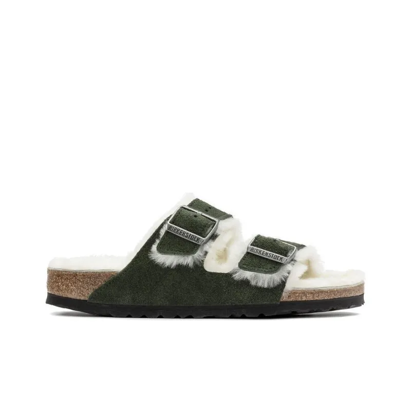 Birkenstock Arizona Shearling Sandal Suede Leather Narrow Fit 'Green' Women's-2