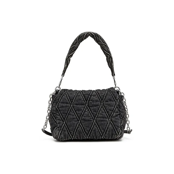 DIESEL Charm D L Denim Shoulder Bag-3