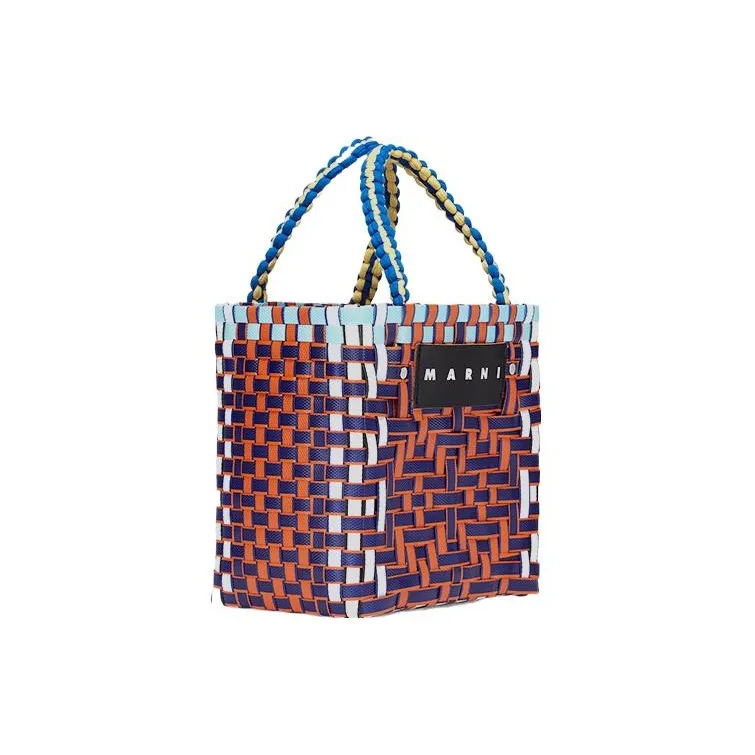 MARNI Basket Series Cow Leather Basket Bag Tote Bag Shopping Bag Handbag Small Size Women's Blue Red-1