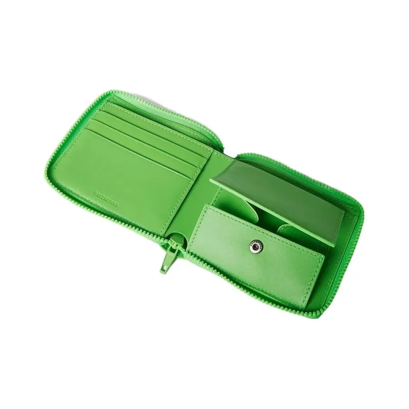 Balenciaga Grain Calfskin Wallet Men's Bright Green-4