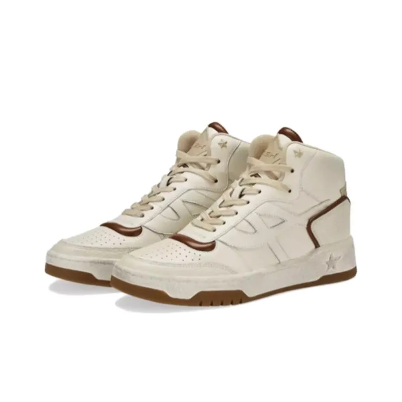 ASH Skateboard Shoes Women's High Top Beige Brown-1
