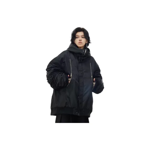 0-CROWORLD Puffer Jackets Unisex Black