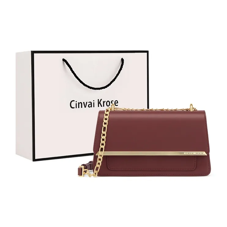 CinvaiKrose Cow Leather With Synthetic Leather Shoulder Bag Crossbody Bag Shoulder Bag Small Size Women's Burgundy-0