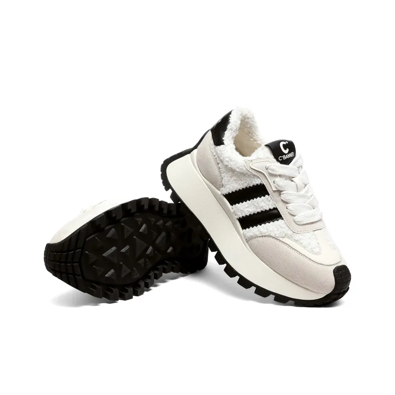 C°BANNER Height Increasing Warmth Low Top Casual Shoes Women's White-4