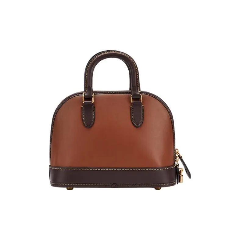 COACH Revel Cow Leather Dome Bag Handbags Small Size Women's Brown-2