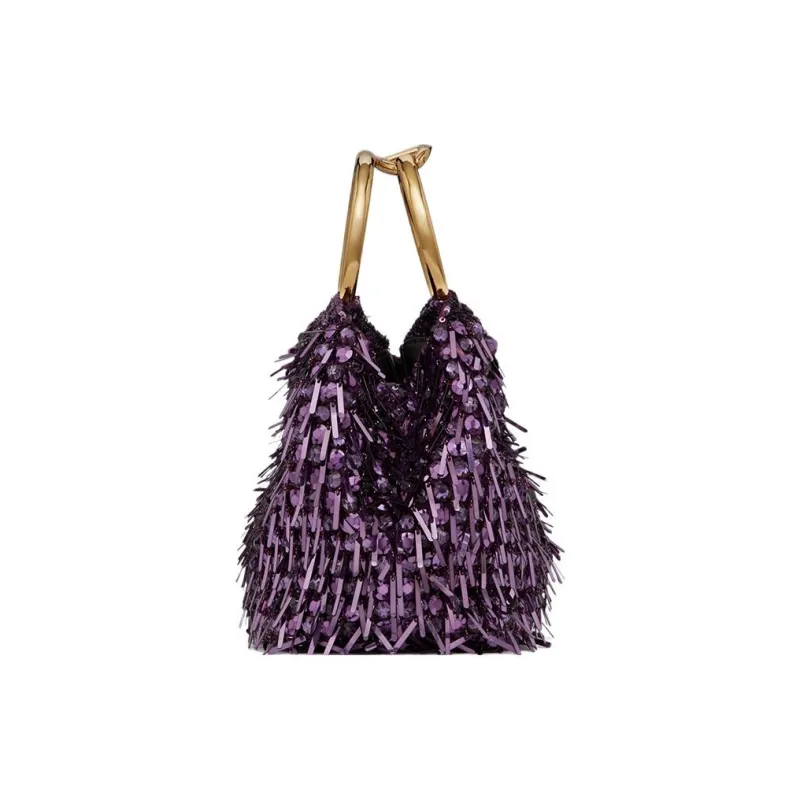 Valentino Embroidery Bucket Bags Handbags Small Size Women's Amethyst-2