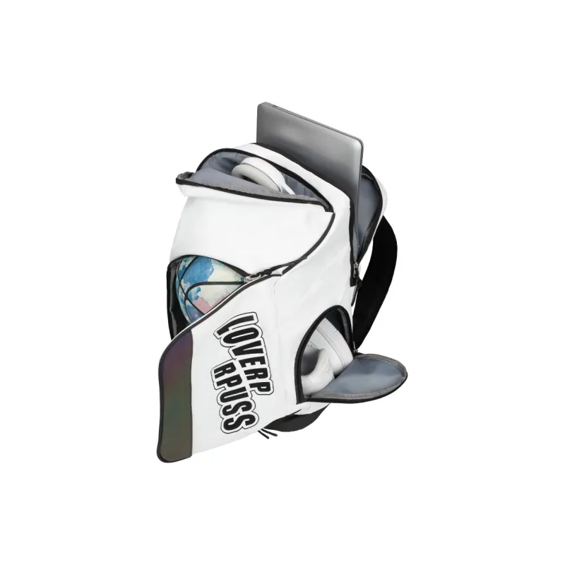 LOVERPUSS Polyester Backpack Unisex White Black/White Blue/Cool Black-9