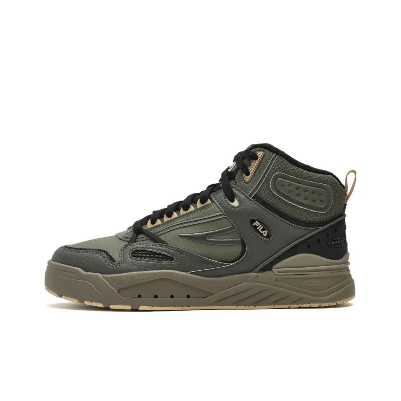 FILA Slip-Resistant High-Top Skateboard Shoes Men's Green-0