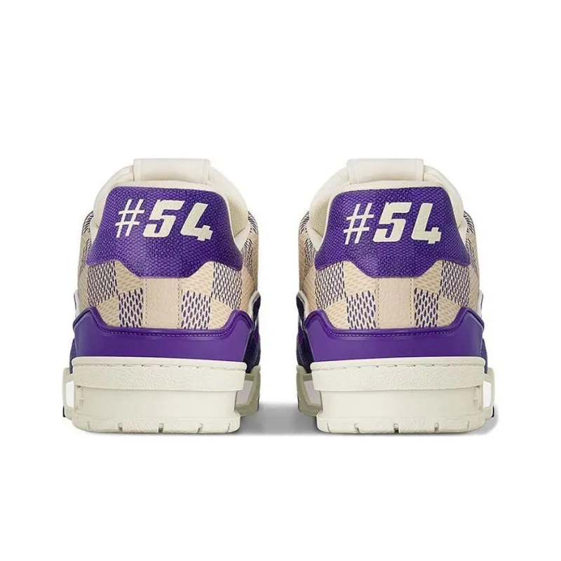 LOUIS VUITTON Trainer Low-Top Skateboard Shoes Women's Purple Beige-3